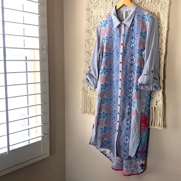 Arrata Silent Journey button down collared embroidered dress sz Small - Picture 1 of 12